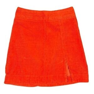 Fabienne Chapot Vivian Wide Cord Skirt Orange Corduroy Mini Slit Size 34 EU 2 US